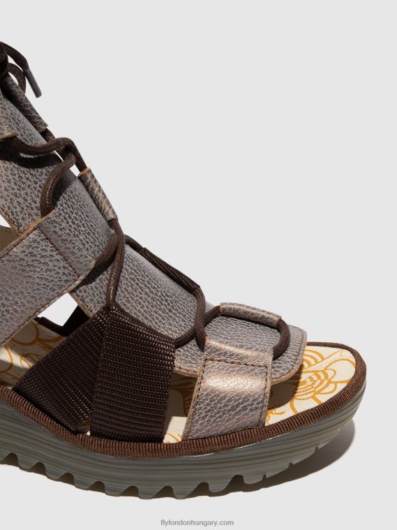 bronz 0X8XN472 fűzős szandál yaca413 Fly London nők