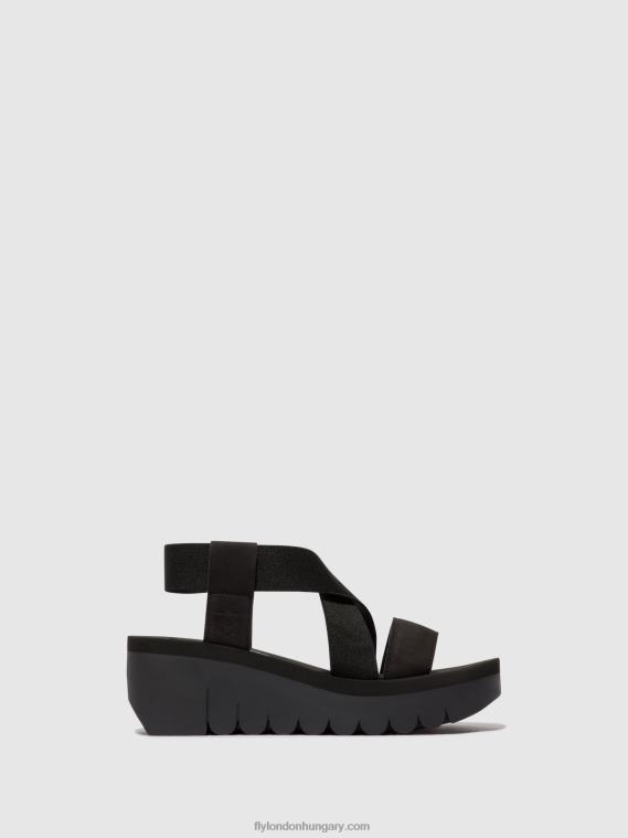 fekete 0X8XN445 sling-back szandál yabi922 Fly London nők