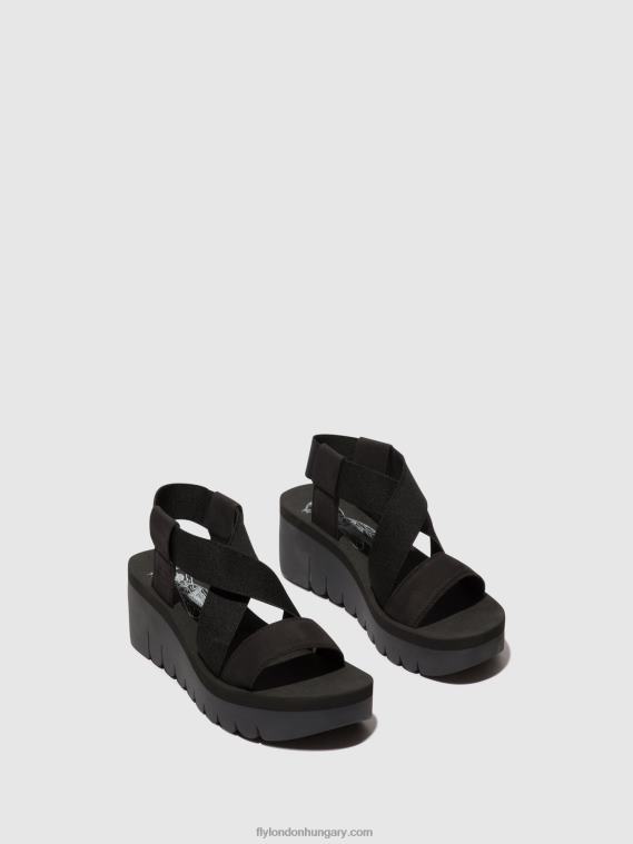 fekete 0X8XN445 sling-back szandál yabi922 Fly London nők