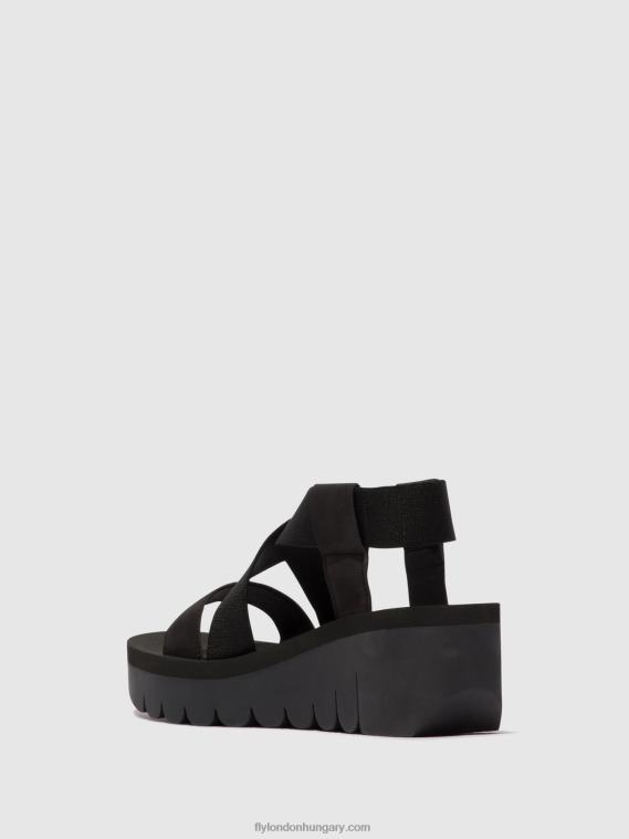 fekete 0X8XN445 sling-back szandál yabi922 Fly London nők