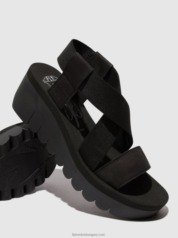 fekete 0X8XN445 sling-back szandál yabi922 Fly London nők