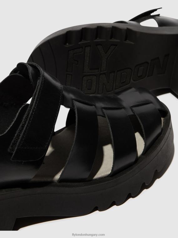 fekete 0X8XN537 pántos szandál maie850 Fly London nők