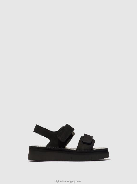 fekete 0X8XN579 sling-back szandál cori377 Fly London nők