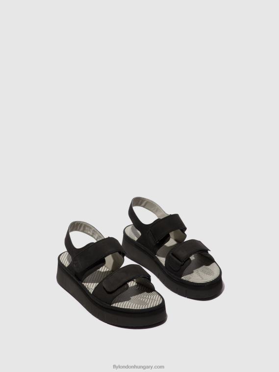 fekete 0X8XN579 sling-back szandál cori377 Fly London nők