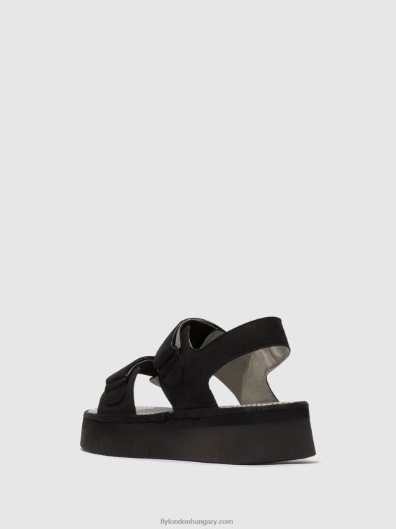 fekete 0X8XN579 sling-back szandál cori377 Fly London nők