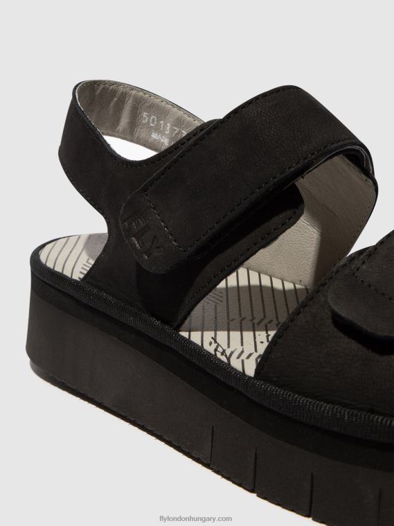 fekete 0X8XN579 sling-back szandál cori377 Fly London nők