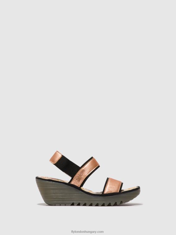 pirosító arany 0X8XN439 sling-back szandál yaco416 Fly London nők