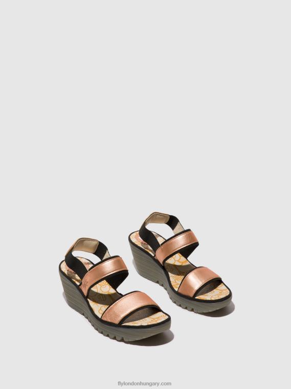 pirosító arany 0X8XN439 sling-back szandál yaco416 Fly London nők