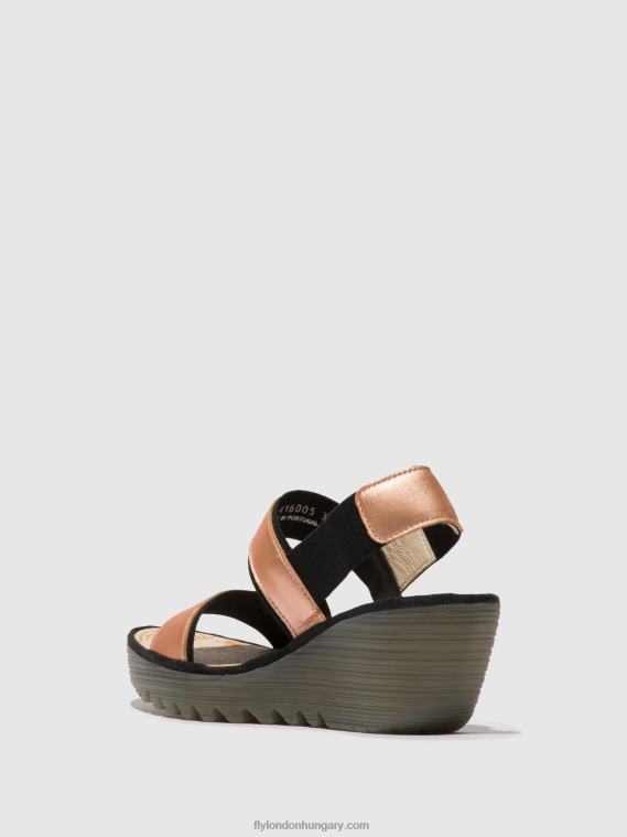 pirosító arany 0X8XN439 sling-back szandál yaco416 Fly London nők
