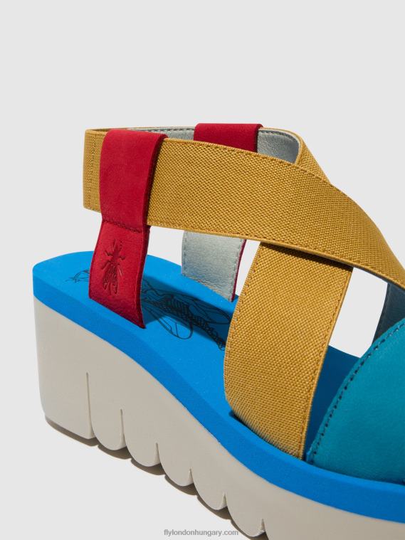 rúzs piros/sárga/azúr 0X8XN448 sling-back szandál yabi922 Fly London nők