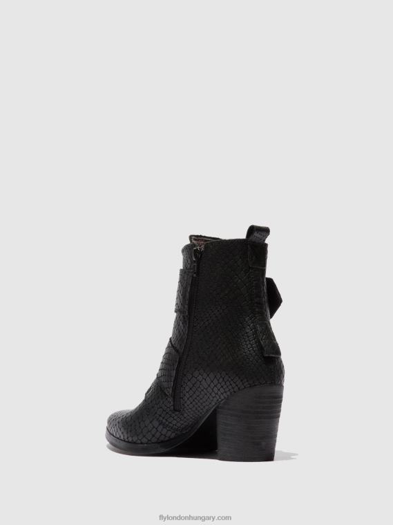 croco fekete 0X8XN243 csatos bokacsizma aria827 Fly London nők