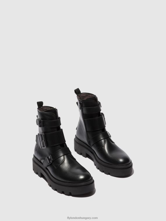 nappa fekete 0X8XN241 csatos bokacsizma jeda817 Fly London nők