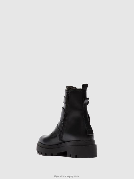 nappa fekete 0X8XN241 csatos bokacsizma jeda817 Fly London nők