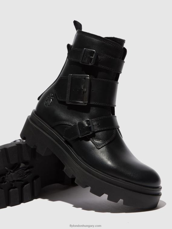 nappa fekete 0X8XN241 csatos bokacsizma jeda817 Fly London nők